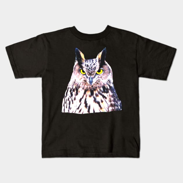 unique wild owl, owls, forest, animal, nature, Kids T-Shirt by rh_naturestyles